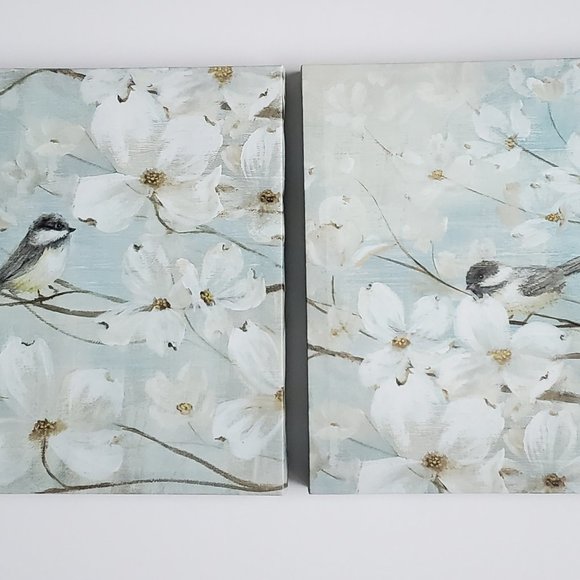 Cute & Cozy Birds & Blossoms Canvas Prints Cottage Decor Gallery Wall Nursery - Picture 1 of 11